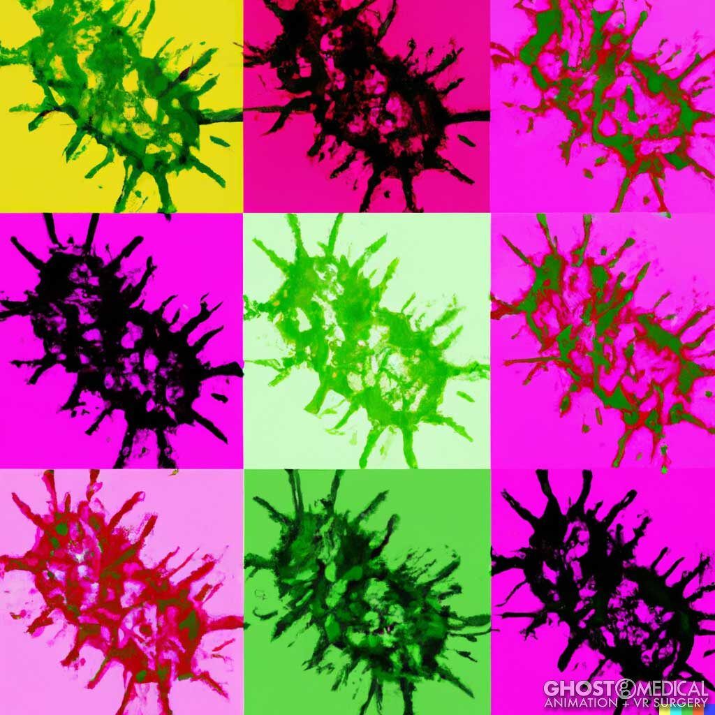 Escherichia Virus drawn by Andy Warhol